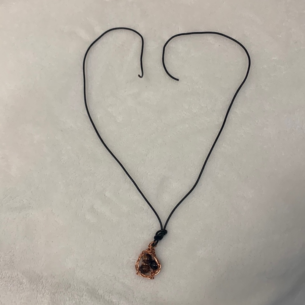 Handmade Necklace Copper Wire Wrapped 3 Stones
